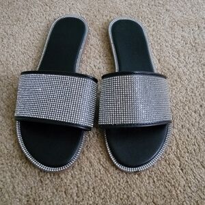 Rhinestone Women's Slide Sandals Size 8